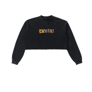 Snow Washed Raw Edge Cropped Sweatshirt