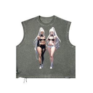 Distressed Grommet Eyelet Tank Top